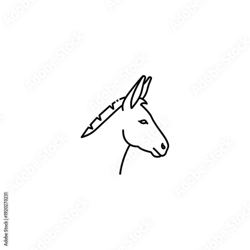 Simple line art illustration of a donkey's head in profile, facing right, with a minimalist and clean design.