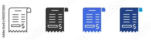 receipt icon set multiple style collection	
