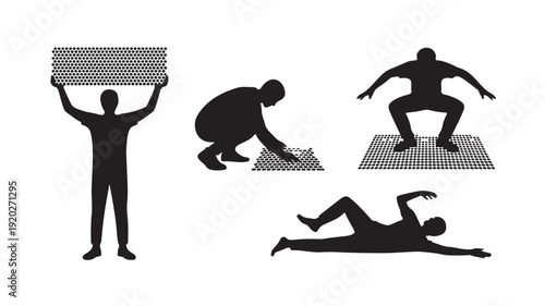 Vector Illustration Of Silhouette People Laying Honeycomb Pattern For Business Concept