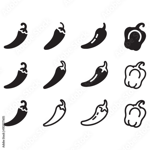 Pepper and Capsicum Icon Set