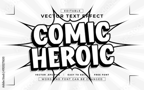 Comic Heroic 3D editable text effect style - Premium Vector