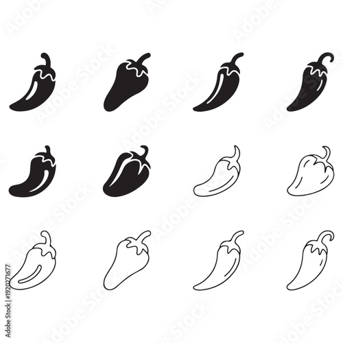 Spicy Chili Pepper Icons Collection