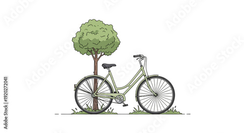 Illustration of Bicycle with Tree.