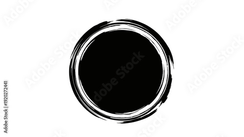 Black circle with white outline.