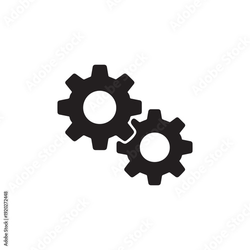 Two Interlocking Gear Icon Vector Illustration for Settings and System Operations
