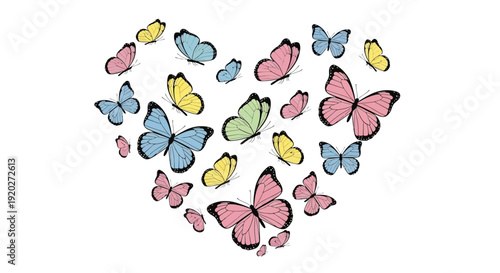 Wallpaper Mural Colorful Butterflies Forming a Heart Shape. Torontodigital.ca