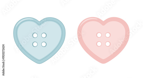 Pastel Heart Shaped Buttons for Sewing.