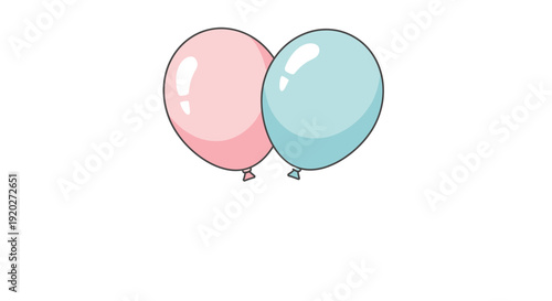 Two Balloons Pink Blue Illustration.