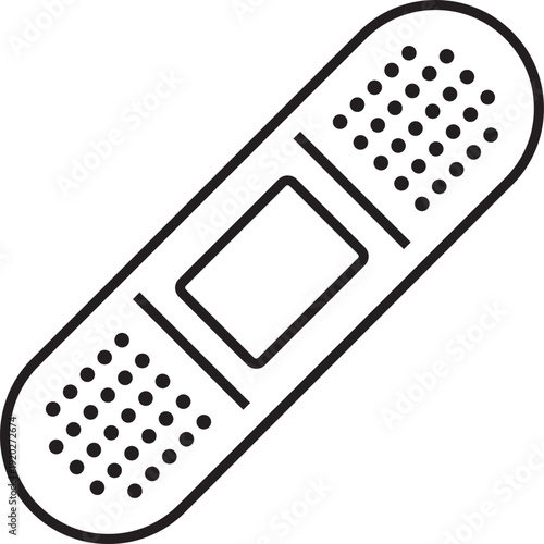 Adhesive bandage outline icon. Medical plaster strip and band aid illustration for first aid healthcare wound care emergency treatment medicine and clinical safety equipment tools. Vector design.