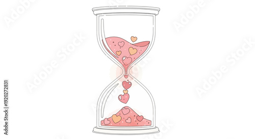 Pink Sand Flowing Through Hourglass.