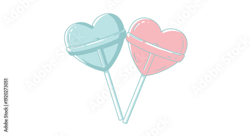 Heart Shaped Lollipops Pastel Colors Sweet Treats.