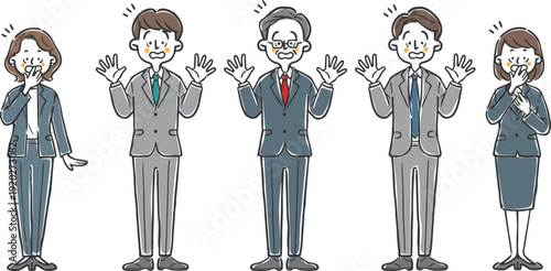 びっくりしているビジネスパーソン　全身　ベクター