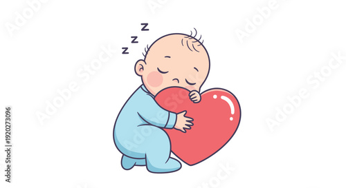 Baby Sleeping with Heart Illustration.