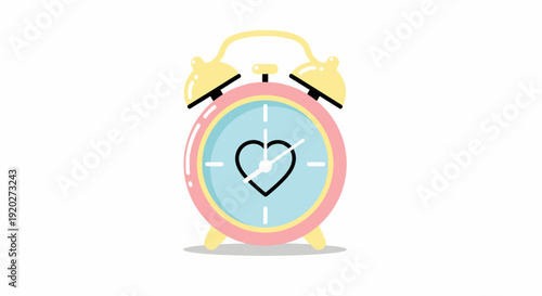 Alarm Clock with Heart Symbol on Face.