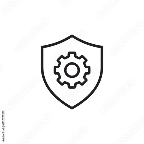 Shield Gear Icon Vector Illustration Representing Secure Settings