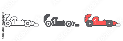 Single seater race car line icon, sport and racing, open wheel motorsport automobile vector icon, vector graphics, editable stroke outline sign