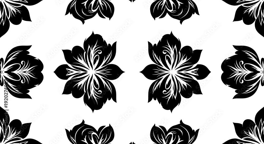 Obraz premium Black and white flower pattern design.