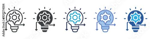 Strategy icon set multiple style collection