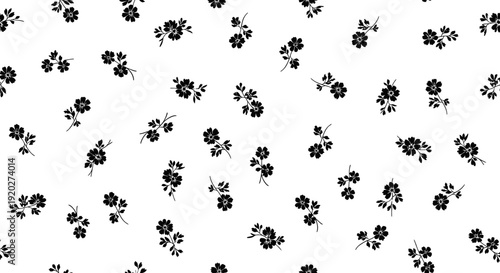 Black flowers on white background.
