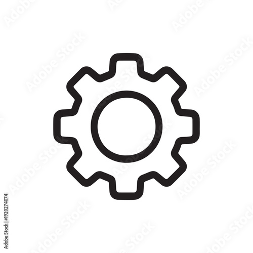  Gear Icon Vector Illustration with Circular Center and Teeth.