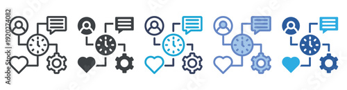 Time Management icon set multiple style collection