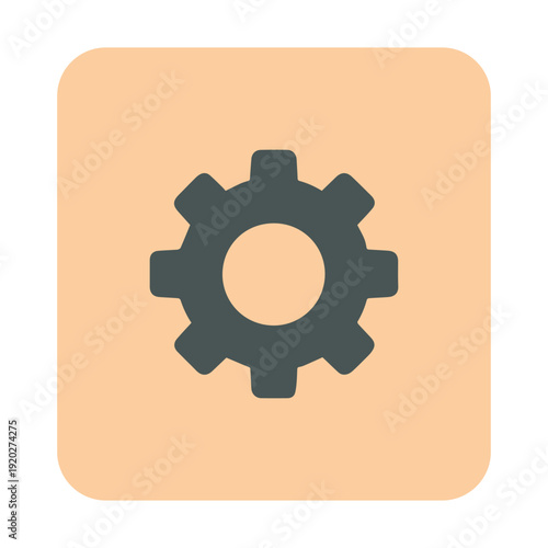 Gear Icon Vector Illustration on Rounded Square Background