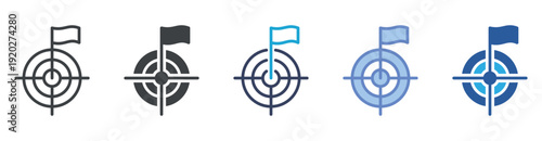 Objectives icon set multiple style collection