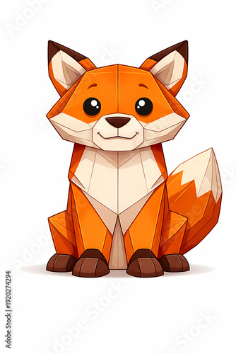 Vector Illustration of Cartoon Type Fox Origami Craft