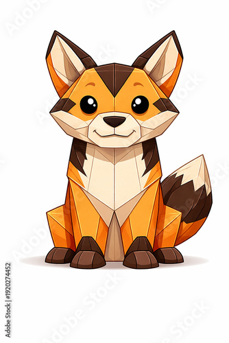 Vector Illustration of Cartoon Type Jackal Origami Craft