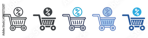 Shopping Cart icon set multiple style collection