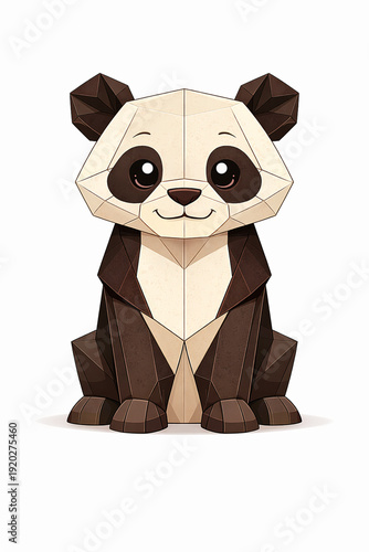 Vector Illustration of Cartoon Type Panda Origami Craft