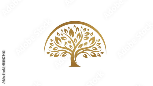 Golden Tree Logo Design Element.