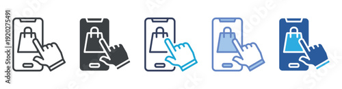 Shopping Online icon set multiple style collection