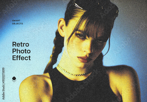 Retro Grain Photo Effect Mockup