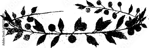 Elegant laurel wreath with crown in high contrast black and white ink design
