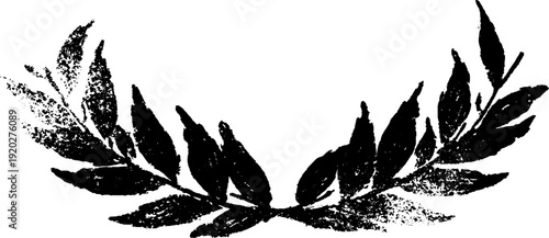 Regal crown with laurel wreath in high contrast black and white ink for classical design