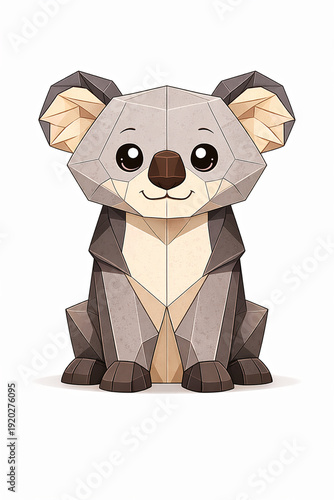 Vector Illustration of Cartoon Type Koala Origami Craft