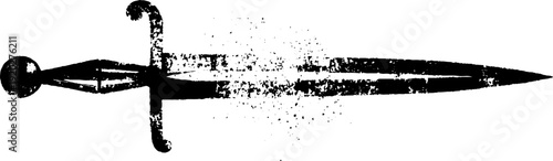 High contrast dagger and star black ink design for prints and posters