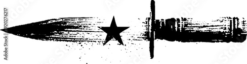 Bold black and white ink illustration featuring dagger and star for tattoo design or artistic decoration