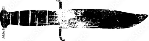 Minimalist high contrast black and white dagger ink illustration