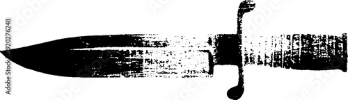 Minimalist high-contrast dagger design in black and white ink