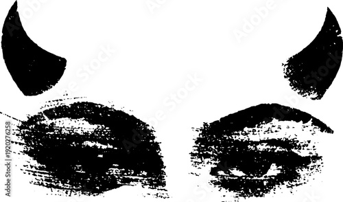 Minimalist high contrast demon eyes ink illustration for artistic design