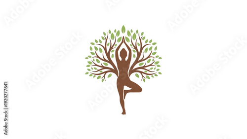 Yoga Tree Silhouette Logo Design.