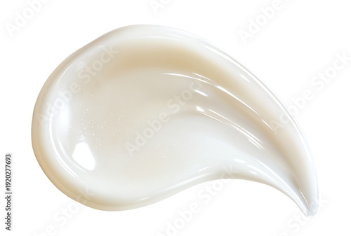 Glossy creamy brushstroke with soft light on transparent background