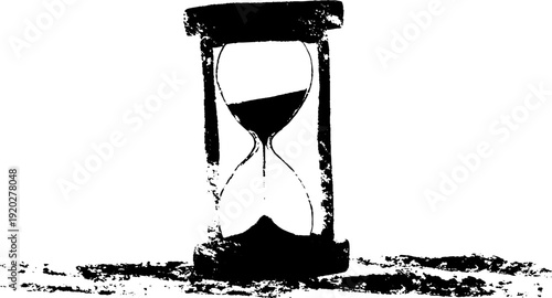 High contrast hourglass in black ink - timeless elegance for retro design
