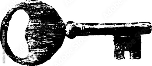 Vintage key silhouette with banner design for retro decor and crafts