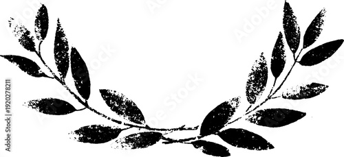 High contrast leaf wreath ink illustration for elegant design