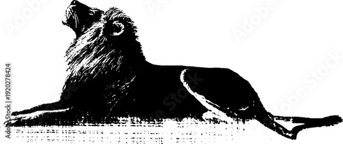 Majestic lion with laurel in high contrast ink art – black and white design for décor