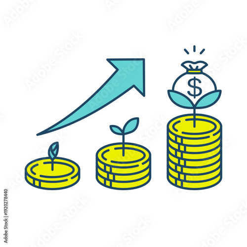 シンプルで可愛いお金投資のカラー素材
