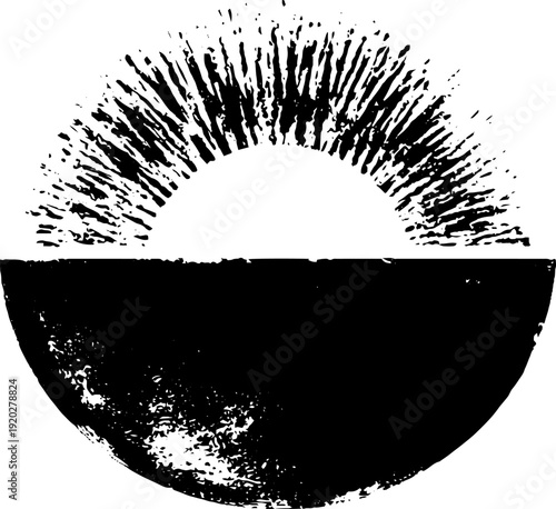 Mystical occult seal symbol in high contrast black and white ink art